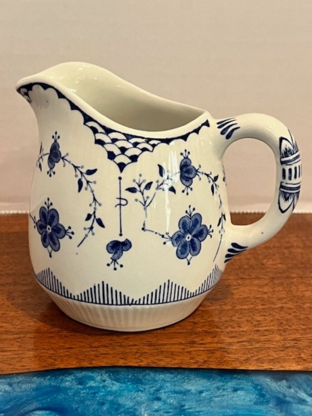 Vintage Furnivals Blue Denmark Creamer Milk Jug Made in England